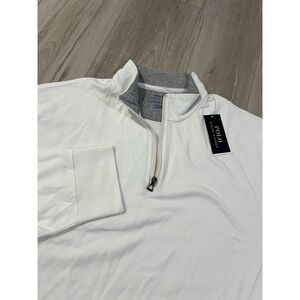 Polo Ralph Lauren Shirt Mens 2XL 1/4 Zip Up Pullover Viscose Blend Sweater White
